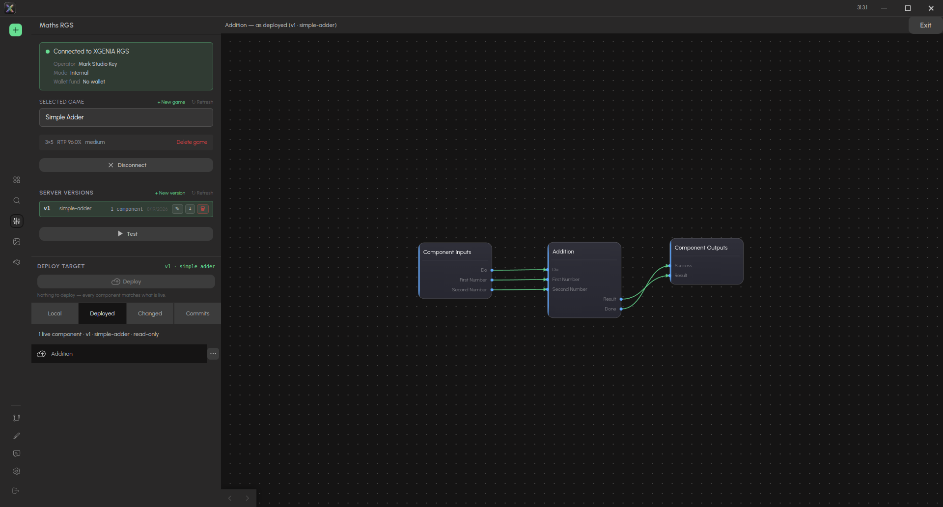 A deployed component opened read-only