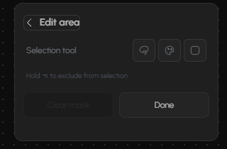 Edit area masking panel