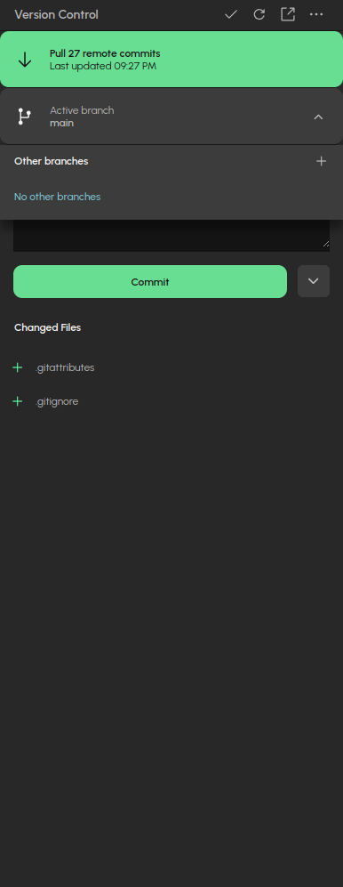 The branch list opened