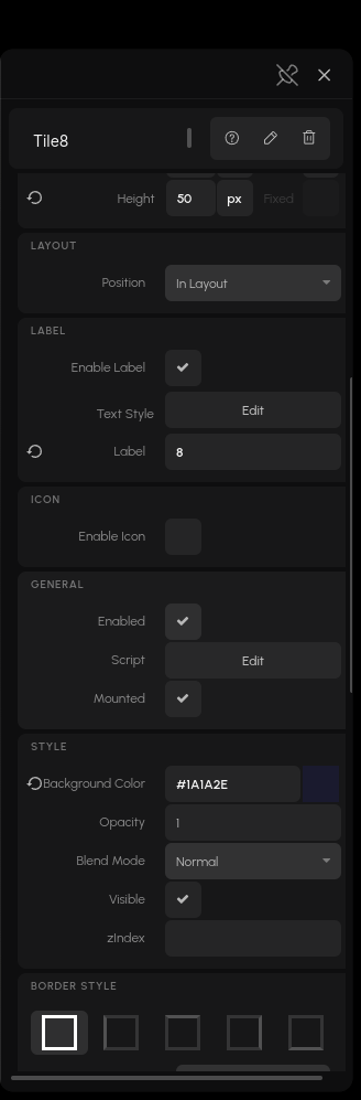 The Script row in a node's Properties panel